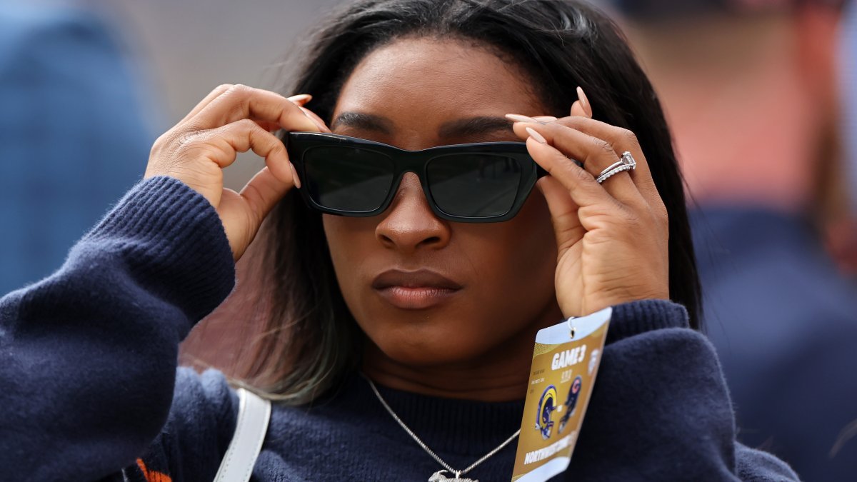 Simone Biles attends the Bears vs. Rams game - NBC Chicago