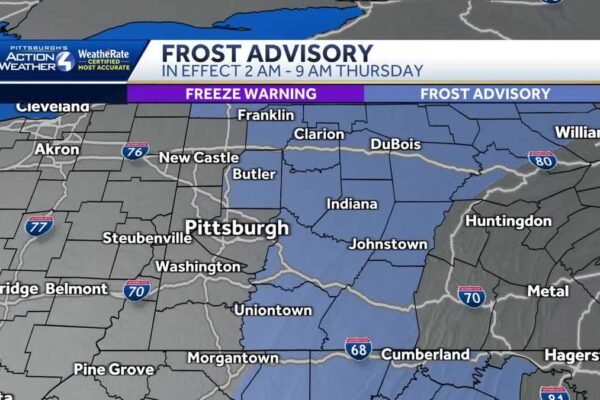 Frost warning for western Pennsylvania