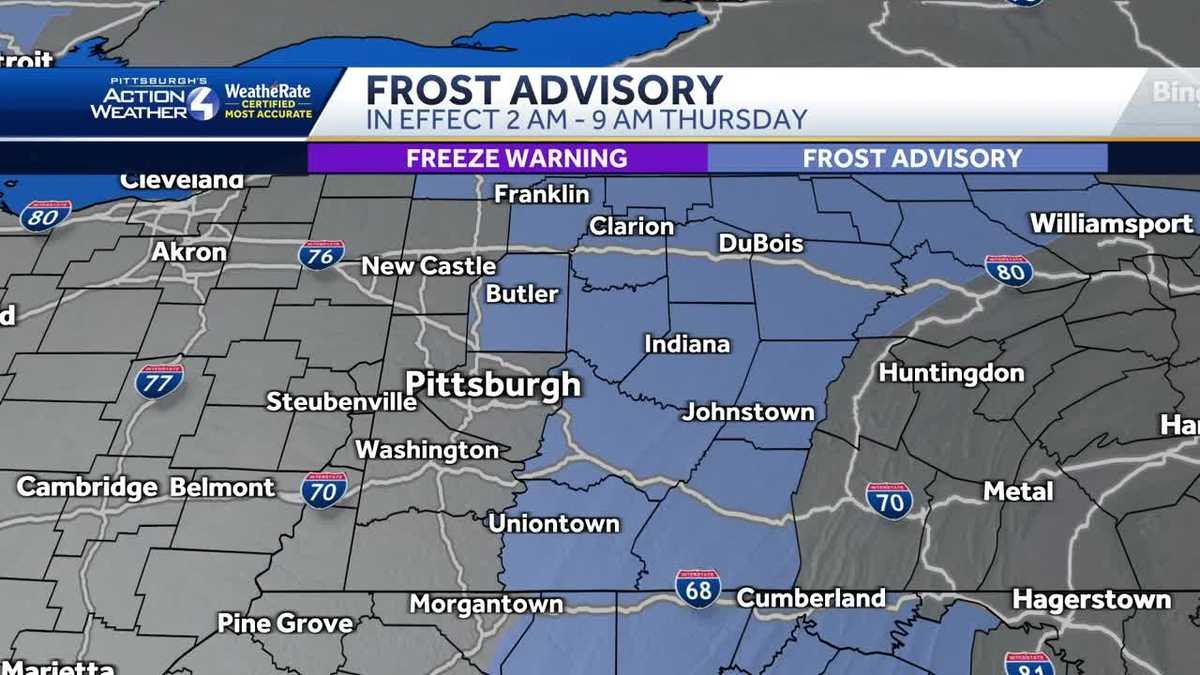 Frost warning for western Pennsylvania