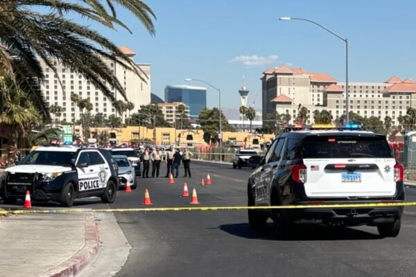 Las Vegas police fatally shot a knife-wielding man near the airport