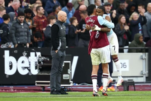 Ten Hag is frustrated by the VAR decision that saw United go down 2-1 to West Ham