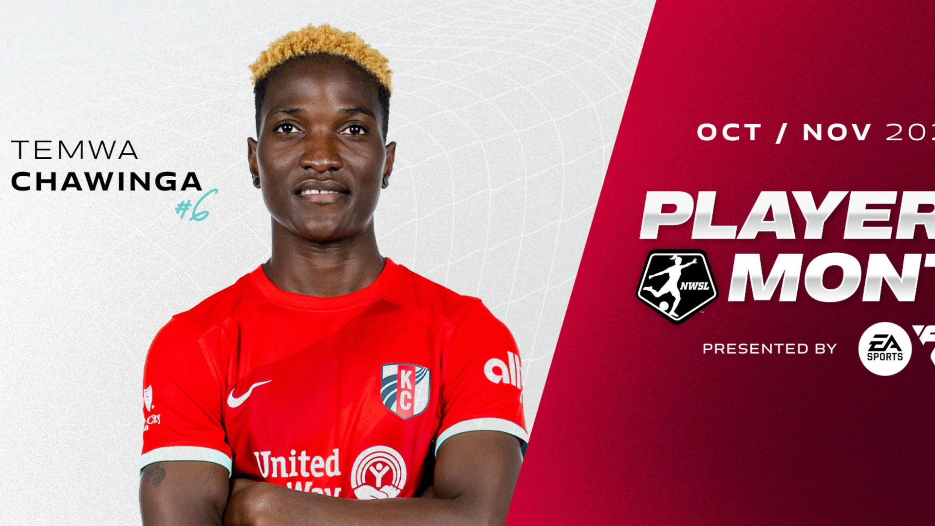 Current Kansas City Chiefs forward Temua Chawinga has been named Player of the Month for October and November, presented by EA SPORTS | Current Kansas City Chiefs forward Temua Chawinga has been named Player of the Month for October and November, presented by EA SPORTS | The official website of the National Women's Soccer League