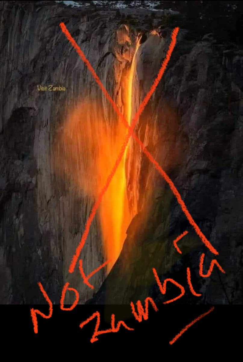 The 'Victoria Falls Fire' photo is actually Horsetail Falls in Yosemite, USA - ZimEye